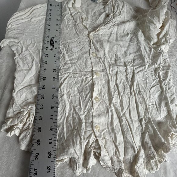 CP Shades Womens White Crinkle Jacquard Button-Up Shirt Medium Rayon Lightweight - Picture 7 of 7